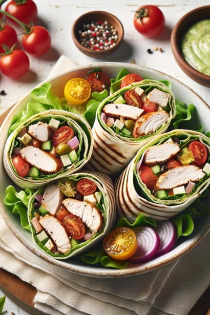 15-Minute Rotisserie Chicken Caesar Wraps: Quick & Tasty!