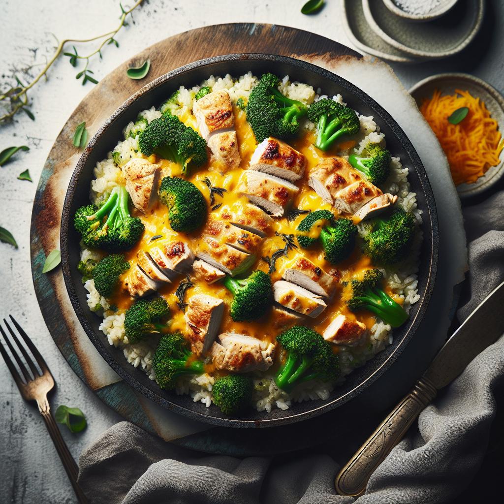 One-Pan Cheesy Chicken & Broccoli Rice: Easy Comfort Meal
