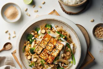 Savor the Flavors: Authentic Tofu Pad Thai with Crunchy Peanuts