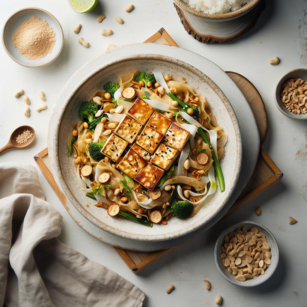 Savor the Flavors: Authentic Tofu Pad Thai with Crunchy Peanuts
