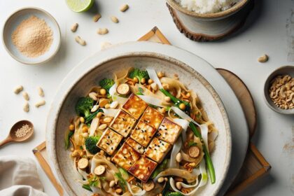 Savor the Flavors: Authentic Tofu Pad Thai with Crunchy Peanuts