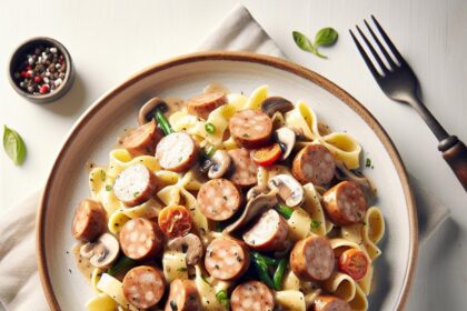 Savory Turkey Sausage Pasta with Creamy Mushroom Sauce