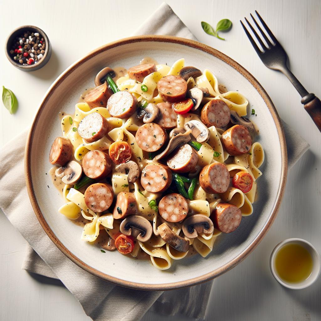 Savory Turkey Sausage Pasta with Creamy Mushroom Sauce