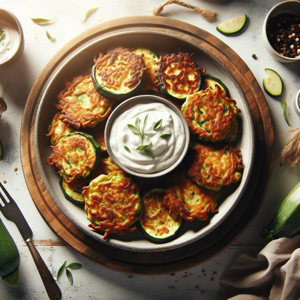 Crispy Zucchini Fritters with Creamy Yogurt Dip Delight