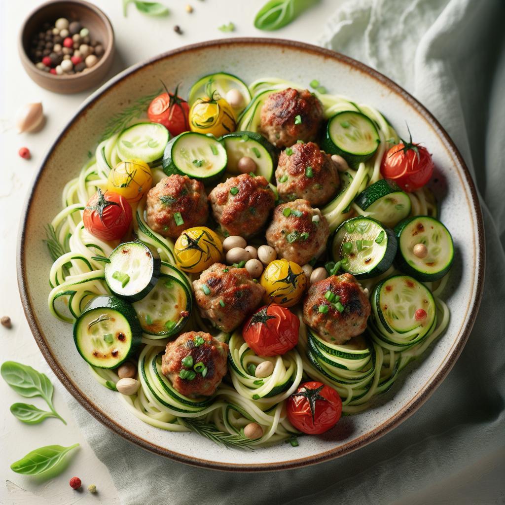Wholesome Turkey Meatballs Paired with Zesty Zucchini Noodles