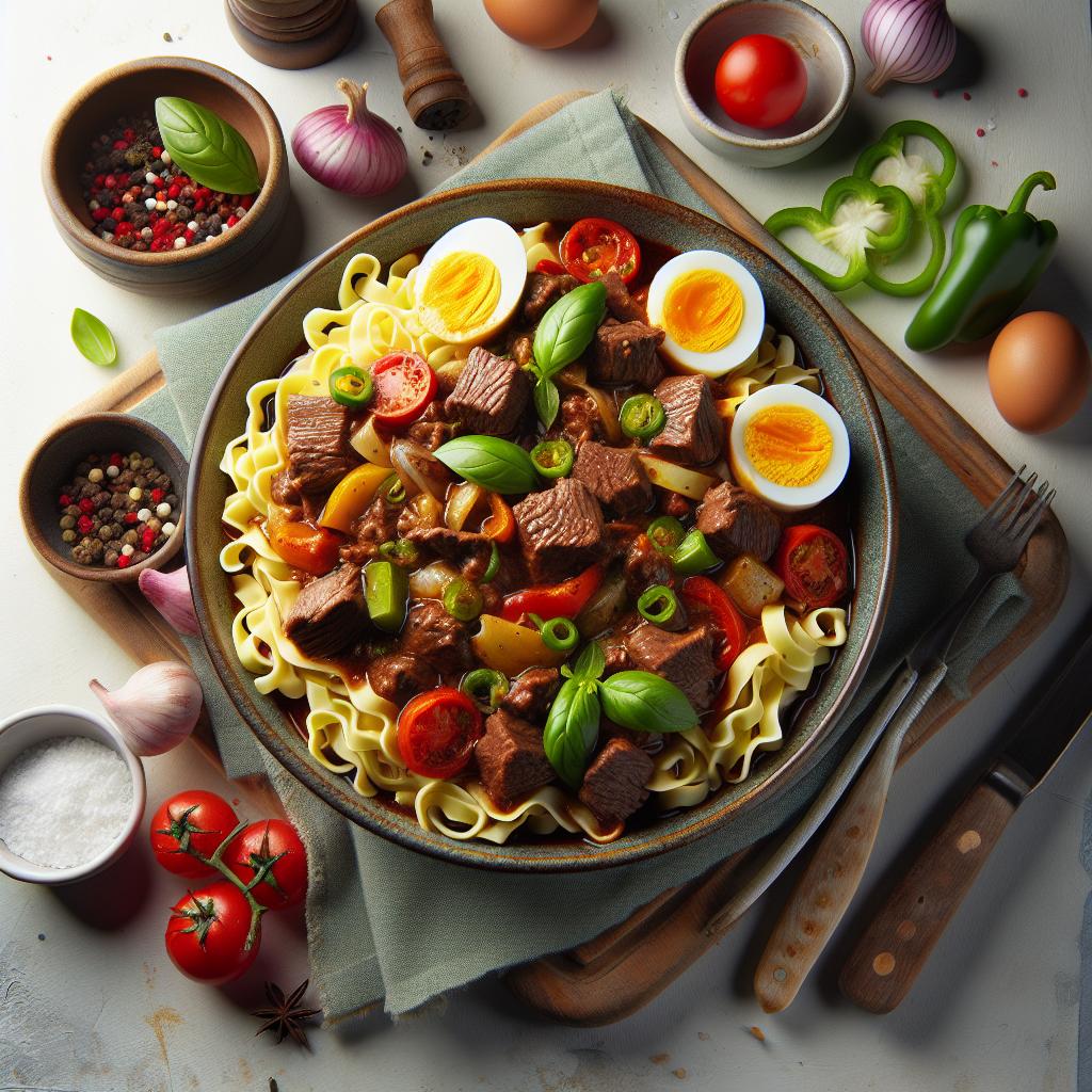 Hearty Beef Goulash with Egg Noodles: A Classic Comfort Feast