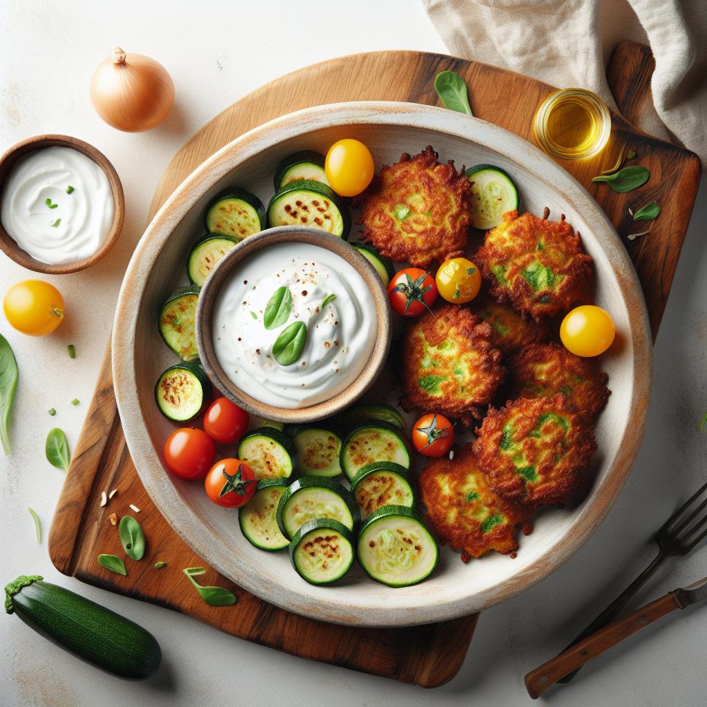 Crispy Zucchini Fritters with Tangy Yogurt Dip Recipe