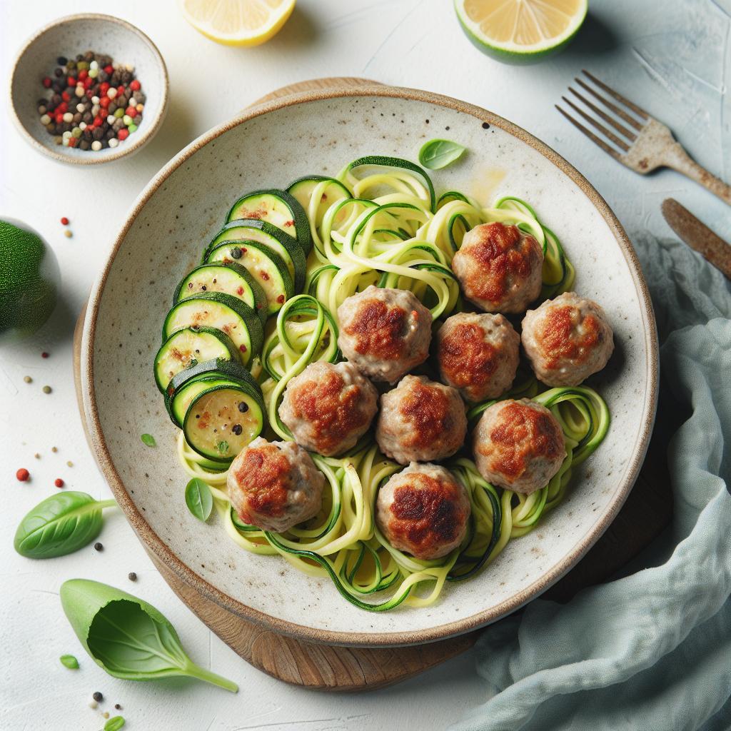 Wholesome Turkey Meatballs Paired with Zesty Zucchini Noodles