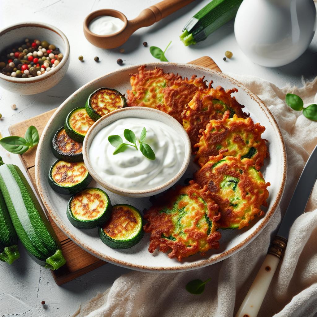 Crispy Zucchini Fritters with Creamy Yogurt Dip Delight