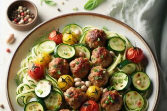 Wholesome Turkey Meatballs Paired with Zesty Zucchini Noodles