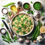 Savor the Flavor: Creamy Garlic Pasta with Sweet Peas Delight