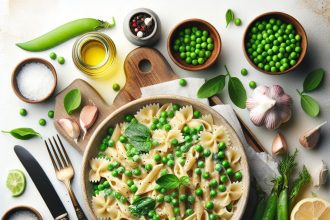 Savor the Flavor: Creamy Garlic Pasta with Sweet Peas Delight