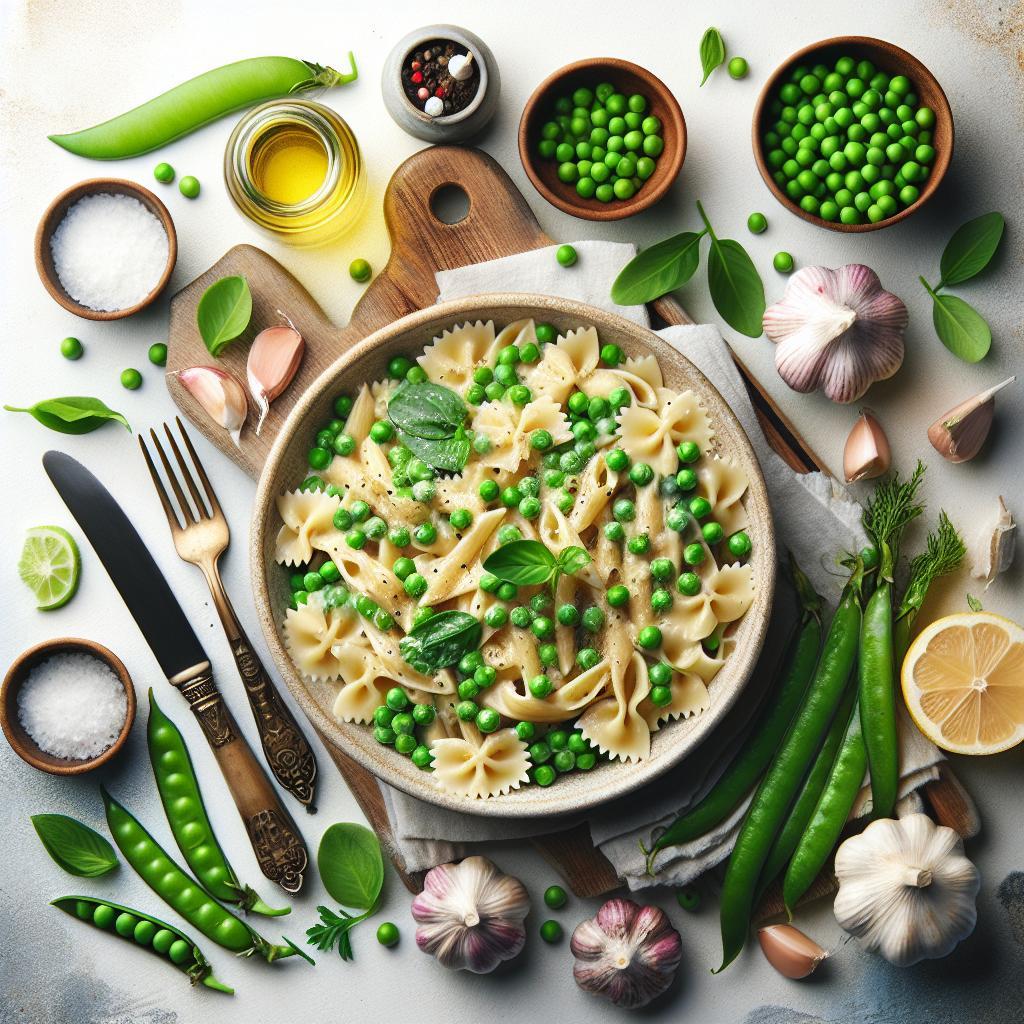 Savor the Flavor: Creamy Garlic Pasta with Sweet Peas Delight